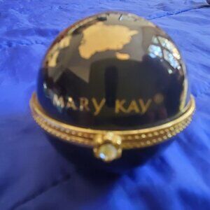 Vtg "Mary Kay" Globe Trinket Box Ring Holder World One Woman Can Gold Continents